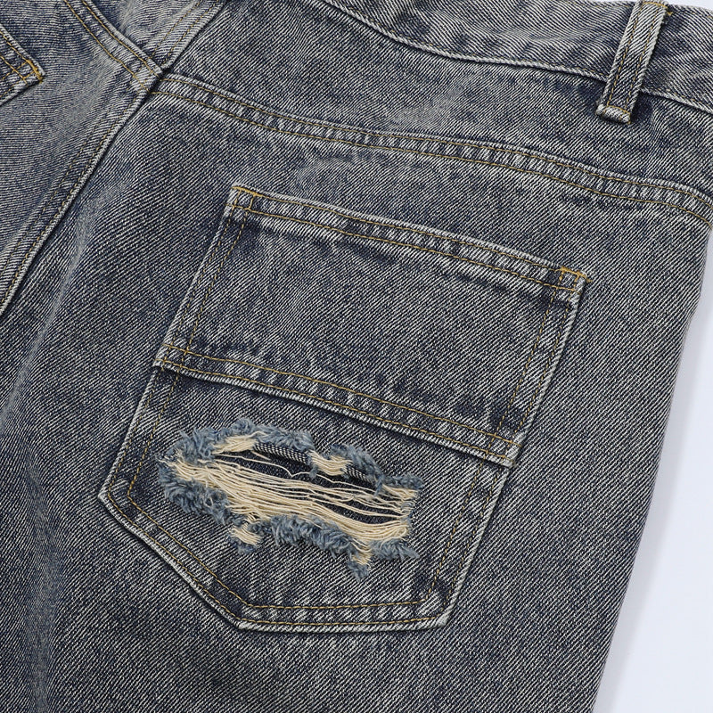 Raw-Hem Leopard-Print Patchwork Denim Shirt & Shorts Set