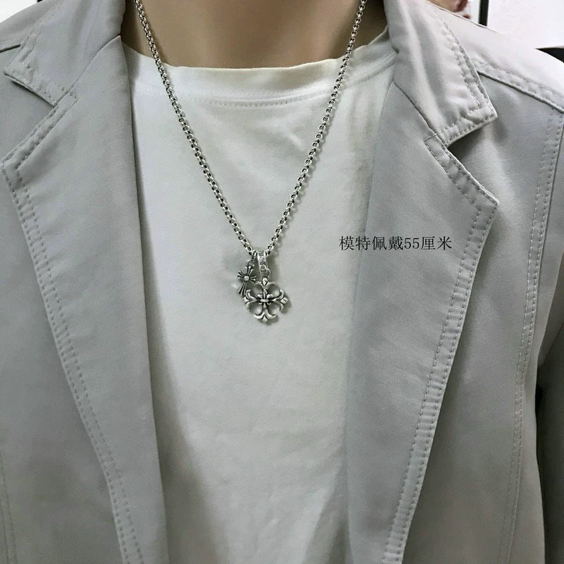 Chrome Hearts Double Cross Pearl Chain