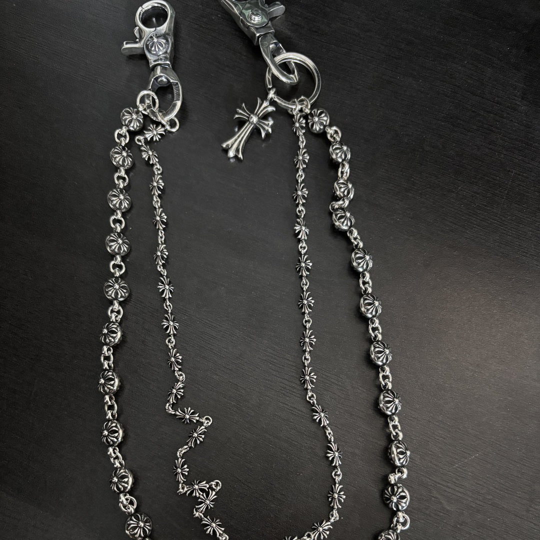 Chrome Hearts double lobster buckle double cross chain pants chain