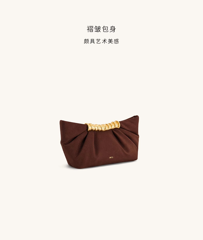 Ruched Clutch with Metal Clasp