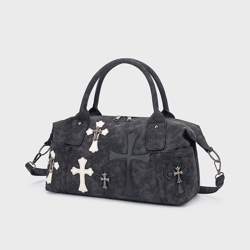 Chrome Hearts Black and White Patchwork Travel Bag
