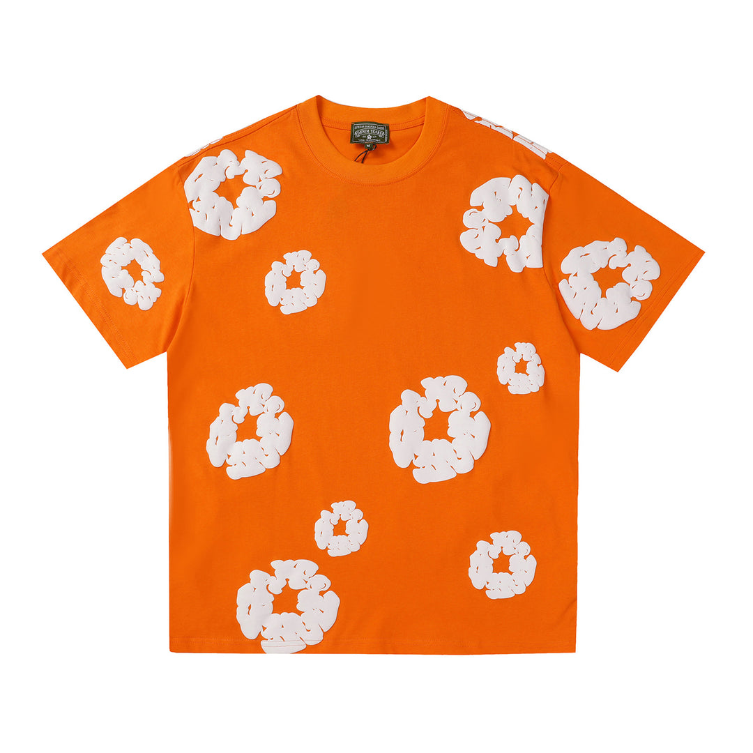 Foamed Kapok Flower Loose-Fitting Short-Sleeved Shorts