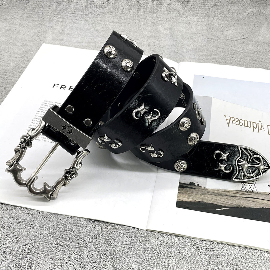 Chrome Hearts Studded Buckle Metal Hip Hop Belt