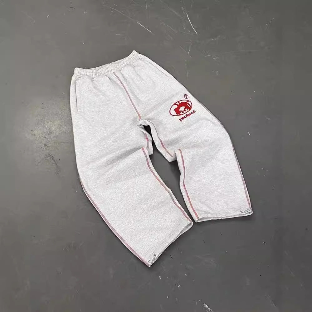 Fleece letter embroidered sweatpants hoodie