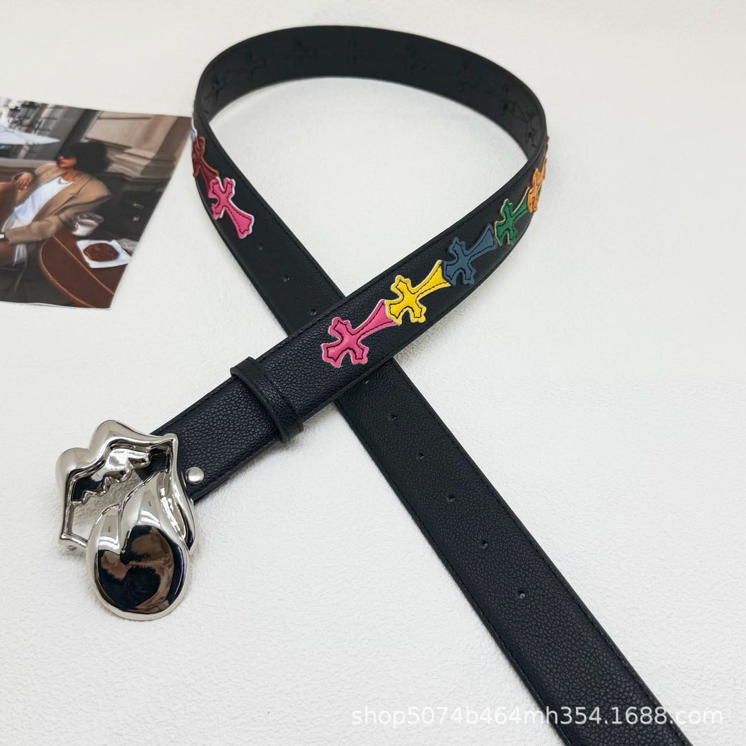Chrome Hearts Cross-Motif Classic Leather Belt