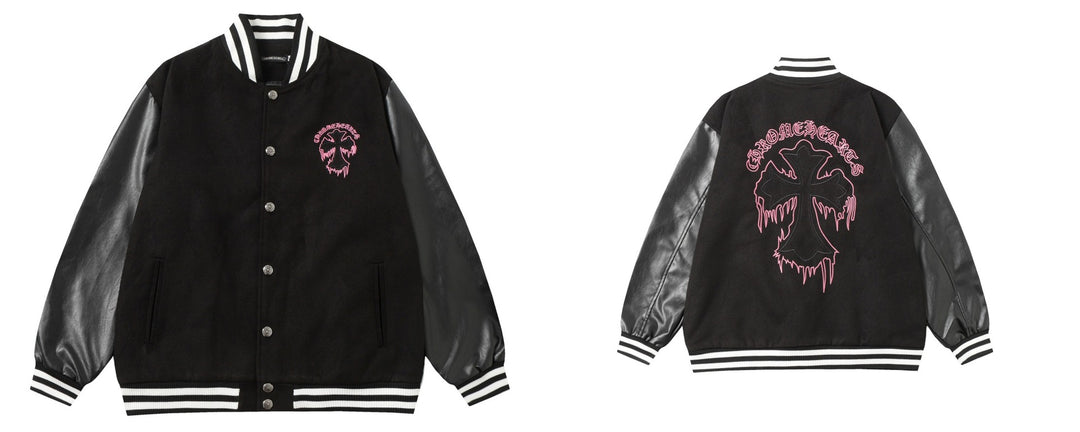 Chrome Hearts Cross Patch Embroidery Baseball Jacket