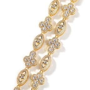 mens gold chain Diamond eye cross necklace