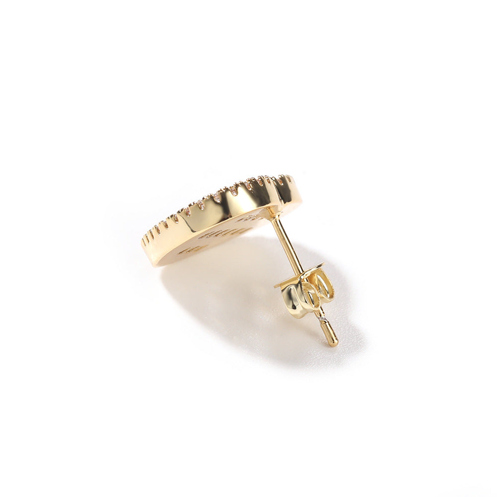 Hip-hop inlaid zircon heart-shaped earrings