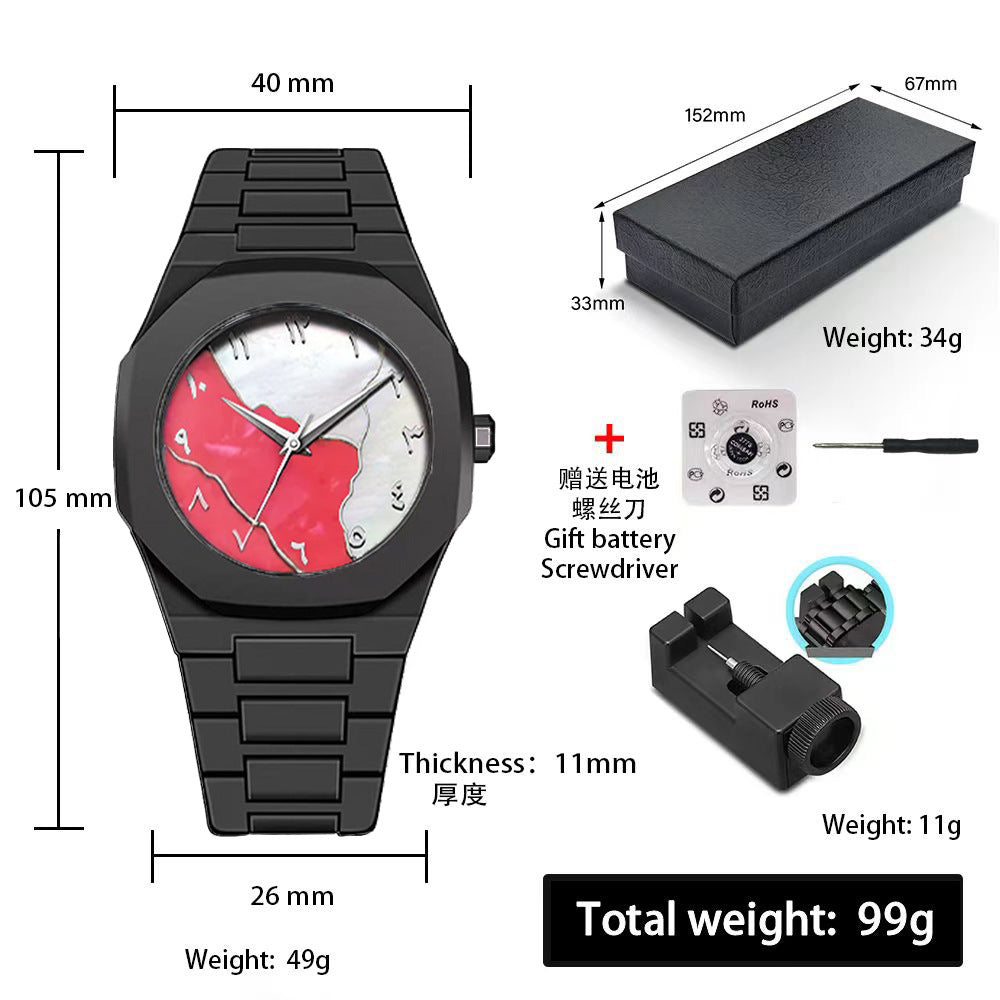 Sports-Style Waterproof Plastic Watch with Arabic Numerals