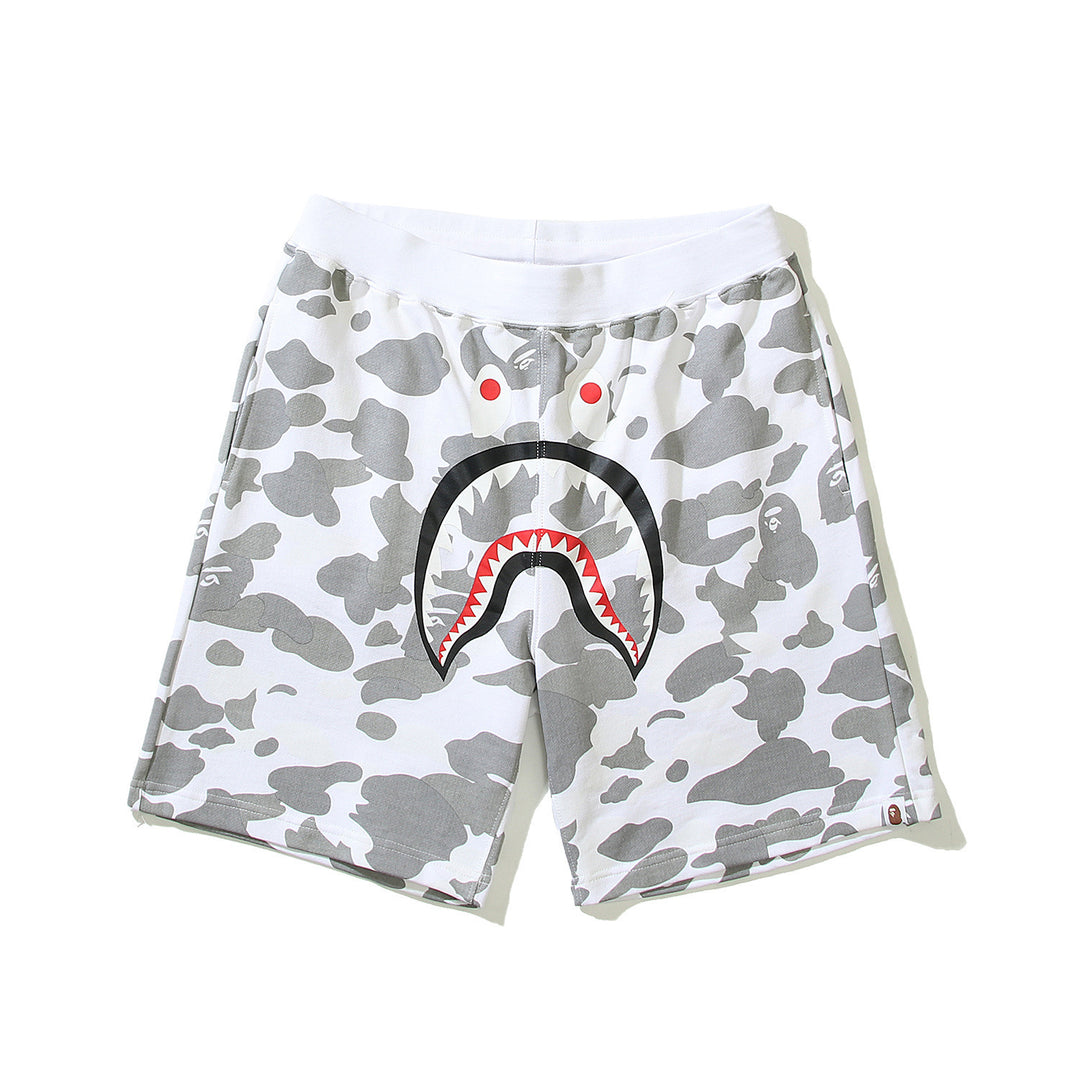 BAPE camouflage letter shark shorts five-point casual pants