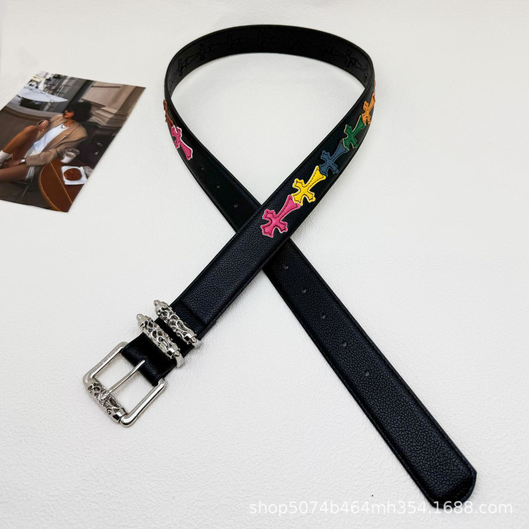 Chrome Hearts Cross-Motif Classic Leather Belt