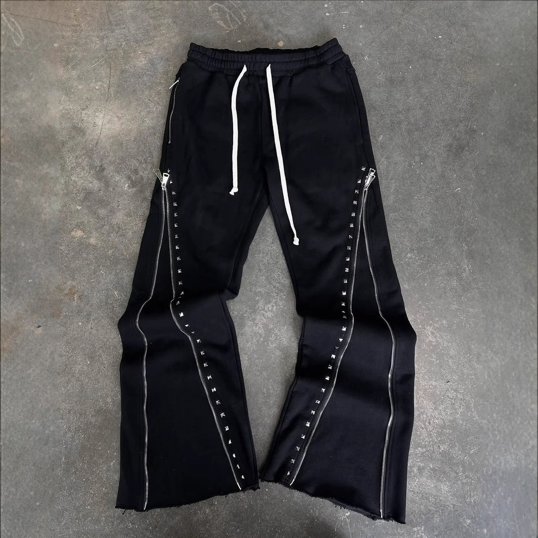 Heavy-duty Knitted Zipper Street Style Trousers