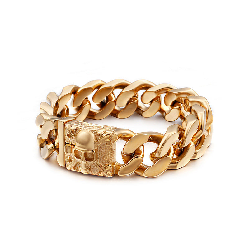 Skull Cuban chain titanium steel bracelet