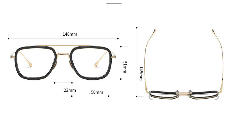 Iron Man Glasses Square Frame Double Bridge Large Frame