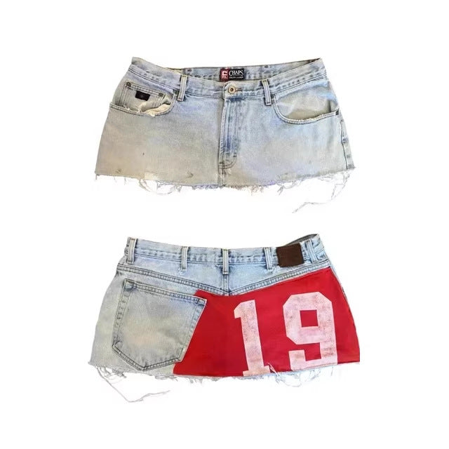Y2K Gothic Style Digital Print Patchwork Mini Skirt