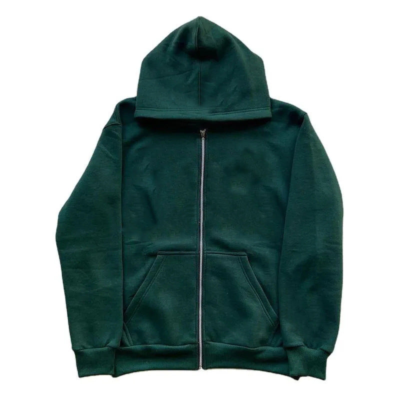 Solid color pocket hooded sweatshirt