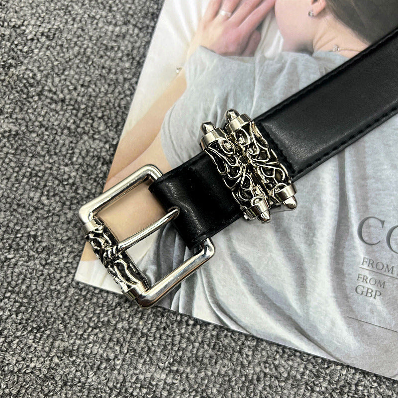 Chrome Hearts dagger belt with rollers, hollowed-out vine carving