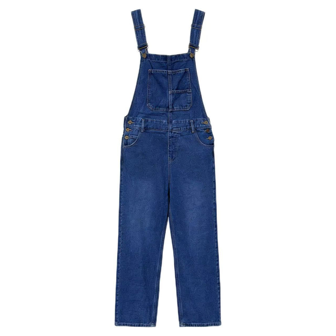 Washed Loose-Fit Denim Overalls