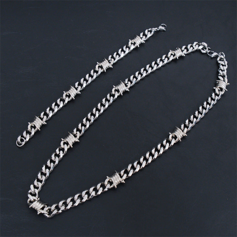 Hip Hop Thorn Cuban Chain Titanium Steel Necklace