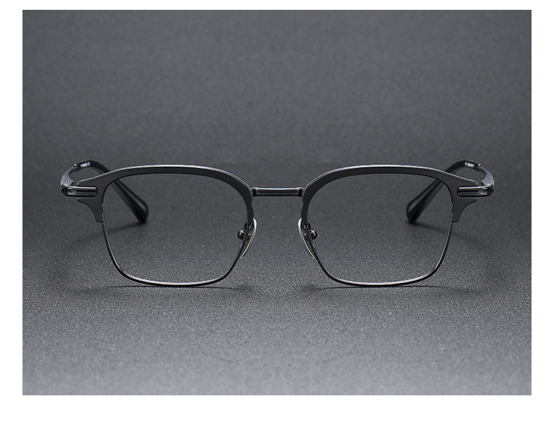 Square-frame business glasses made of pure titanium