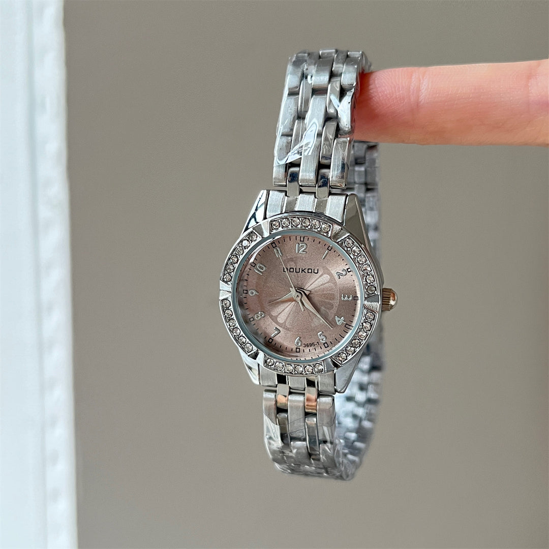Exquisite Watch with Small Dial, Daisy Motif and Diamond Accents