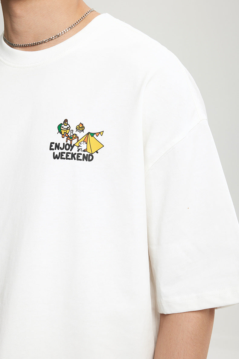 Camping Printed T-Shirt, Loose Fit, Short-Sleeve T-Shirt