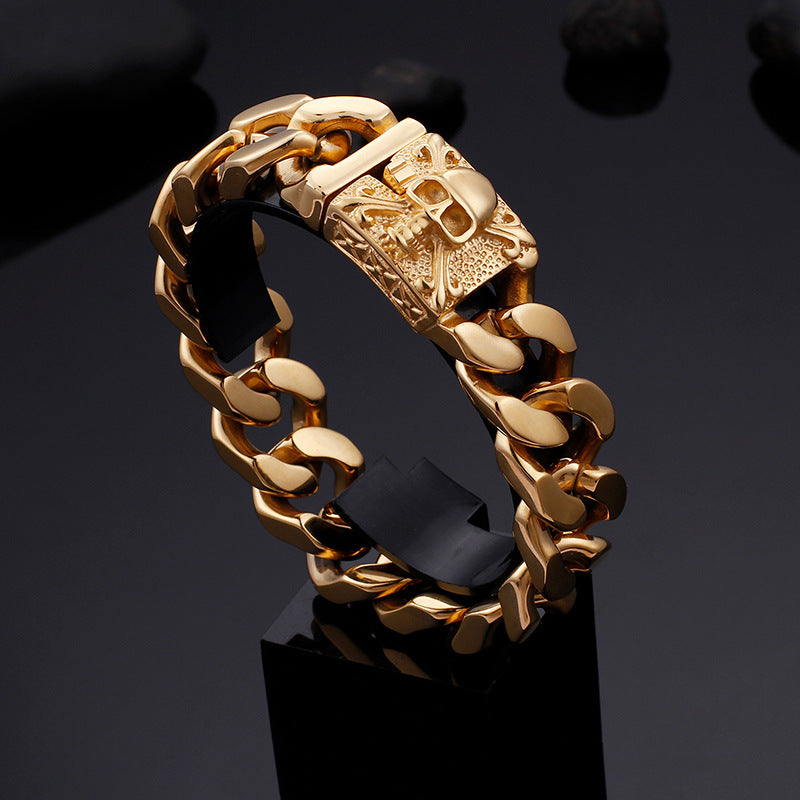Skull Cuban chain titanium steel bracelet
