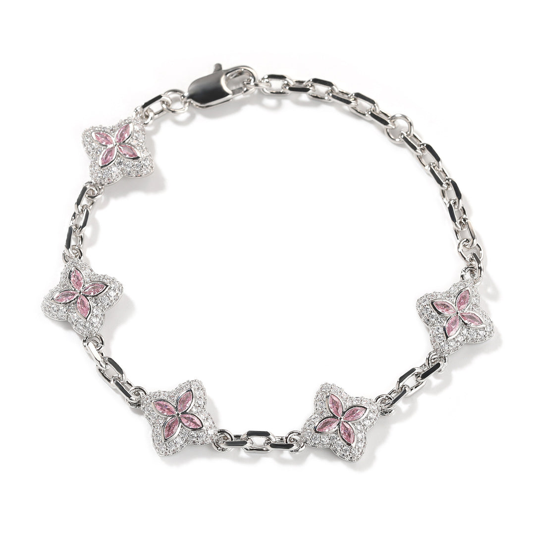 Full-Pavé Lucky Four-Leaf Clover Bracelet Necklace