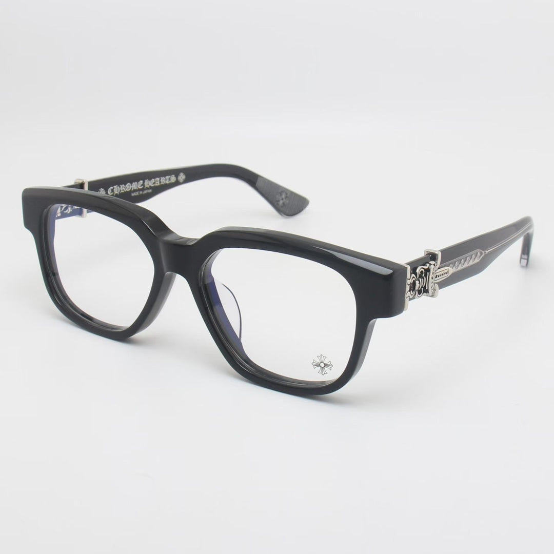 Chrome Hearts exquisitely carved pattern large-frame eyeglasses