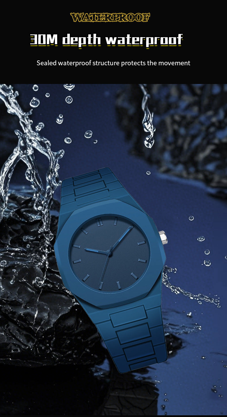 Sports-Style Waterproof Plastic Watch with Arabic Numerals