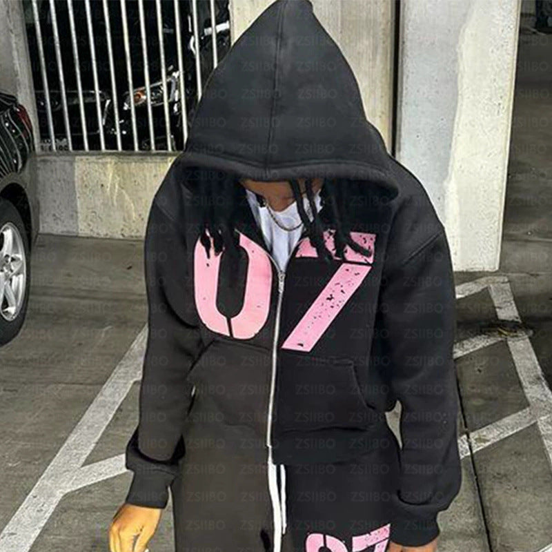 Hip-hop 07 digital sports sweatpants zip-up hoodies