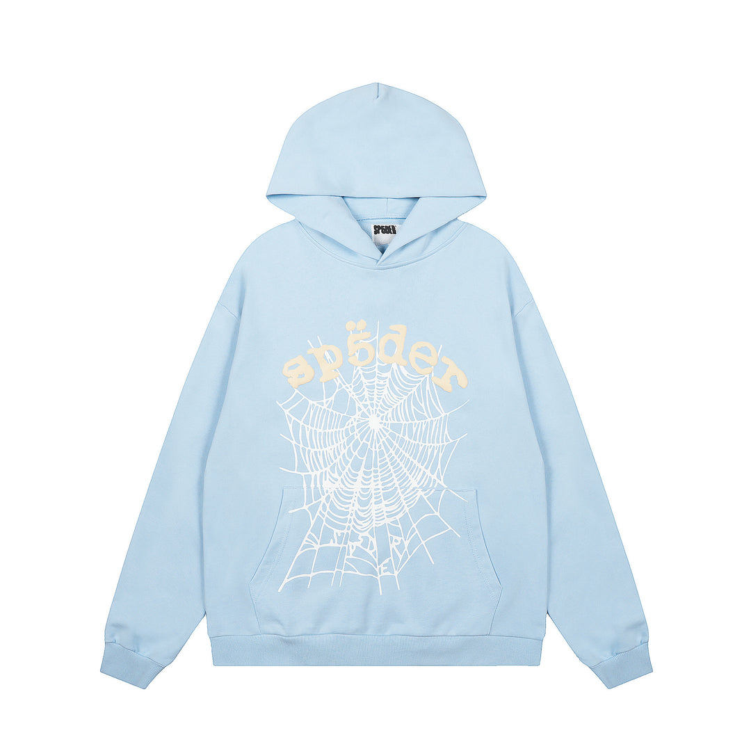 Sp5der patterned beaded 555555 hoodie and trousers