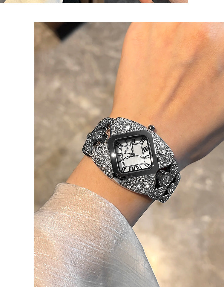 Luxury Full Diamond High-End Bangle Watch for Women