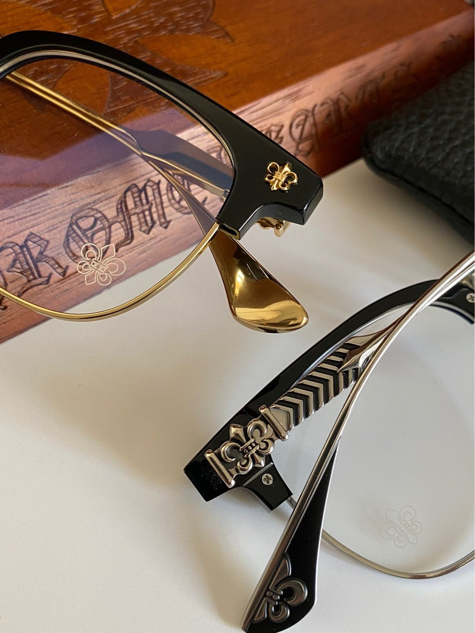 Chrome Hearts pure titanium semi frame large square frame glasses