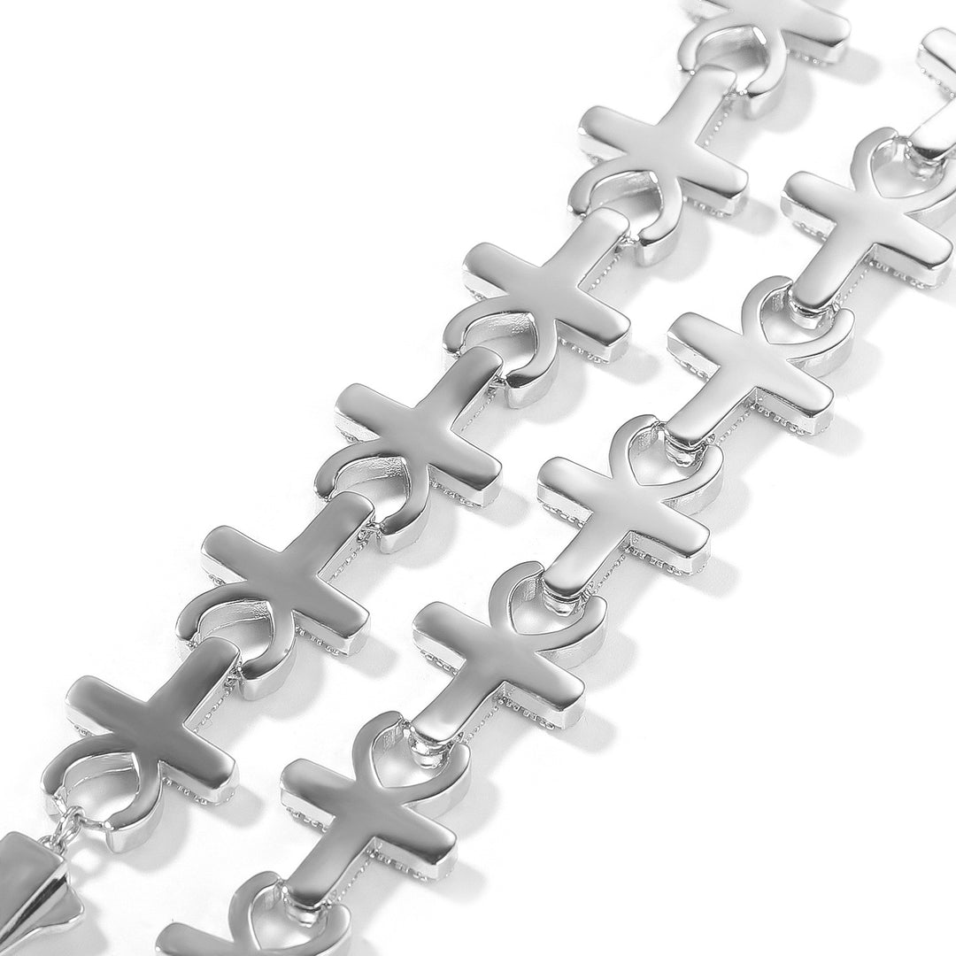 15mm Full-Diamond Cross Necklace & Bracelet