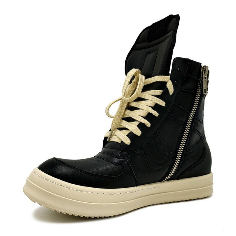 Thick-Sole, Height-Increasing, High-Top Genuine Leather Sports Boots