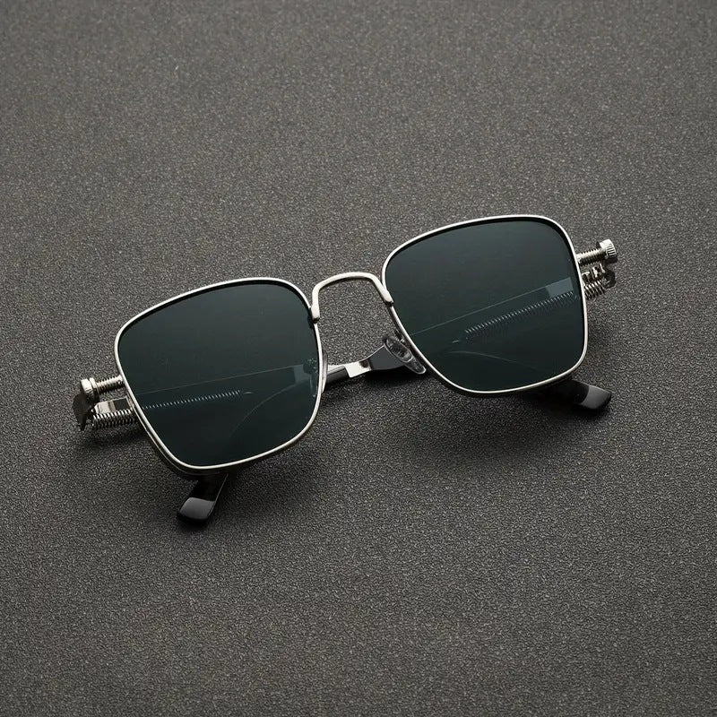 Retro Square Frame Steampunk Metal Sunglasses