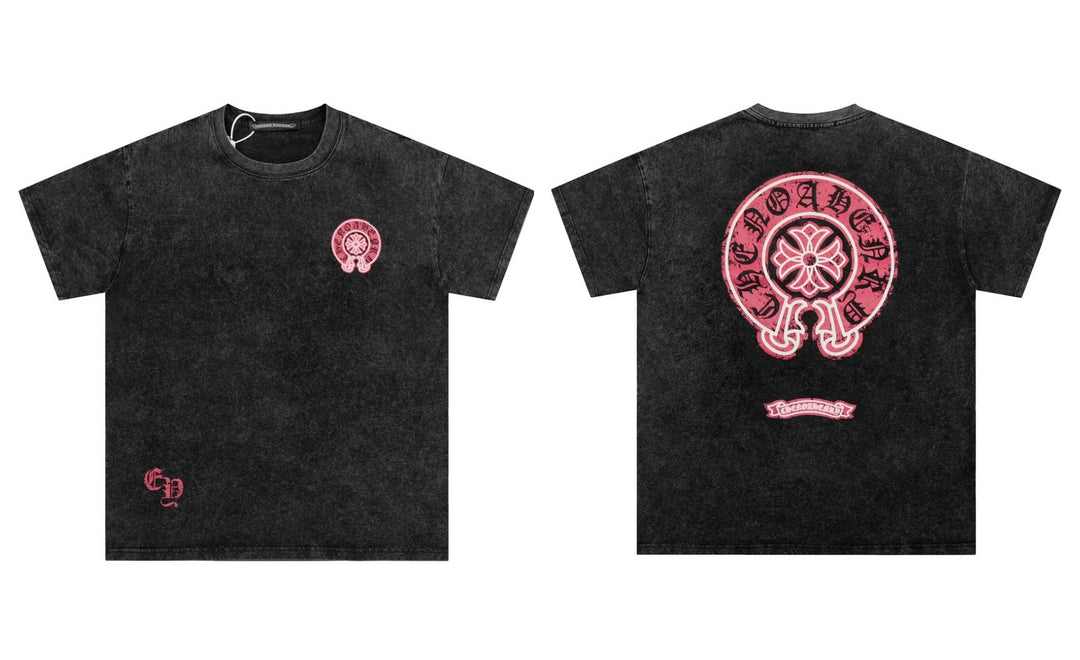 Chrome Hearts Summer Embroidery Print Cotton T-Shirt Short-Sleeve