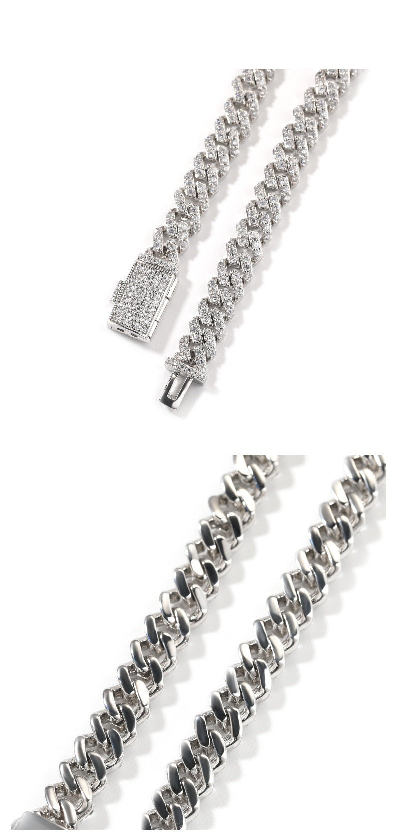 6mm Rhombus-Link Cuban Bracelet with Diamond Accents