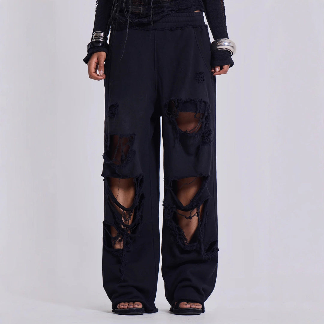 High-street trendy ripped hip-hop wide-leg sweatpants