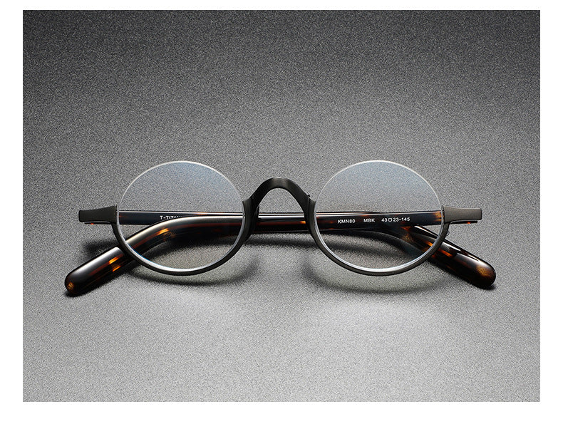 KMN80 round semi-rimless pure titanium glasses