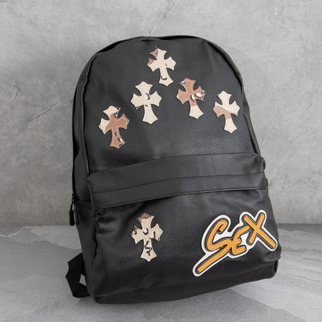 Chrome Hearts Cross Large Capacity PU Leather Backpack