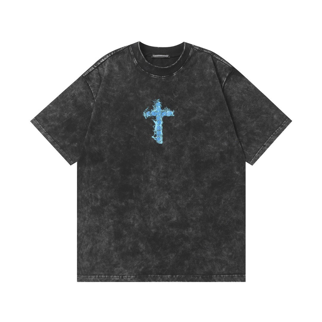 Chrome Hearts Summer Embroidery Print Cotton T-Shirt Short-Sleeve