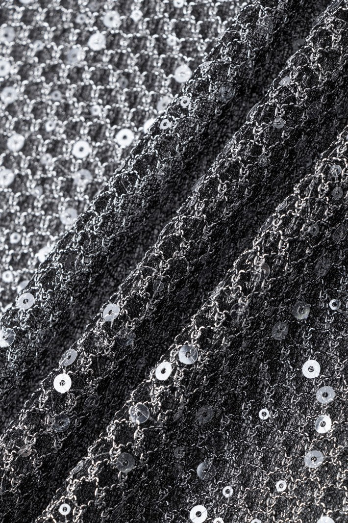 Gold Glittery Sheer Mesh Short-Sleeve T-Shirt