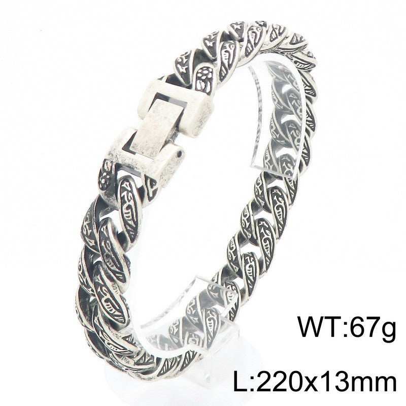 Patterned multi-link interlocking titanium steel bracelet
