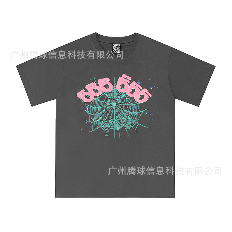 Sp5der short-sleeved foam letter T-shirt