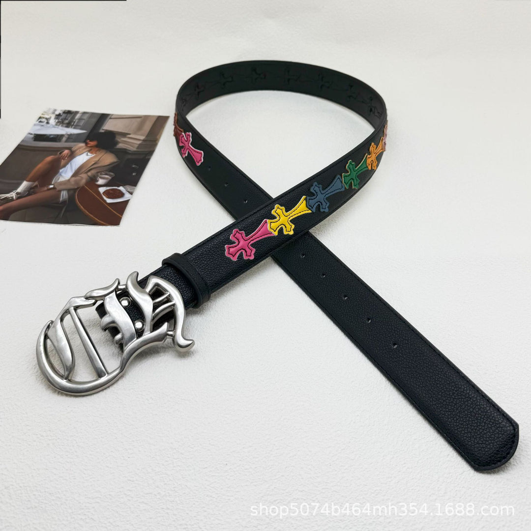 Chrome Hearts Cross-Motif Classic Leather Belt