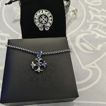 chrome hearts cross cross flower diamond frame necklace