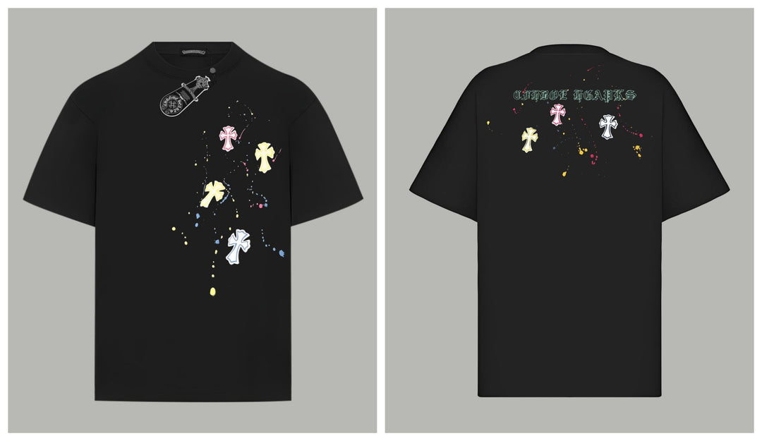 Chrome Hearts Summer Embroidery Print Cotton T-Shirt Short-Sleeve
