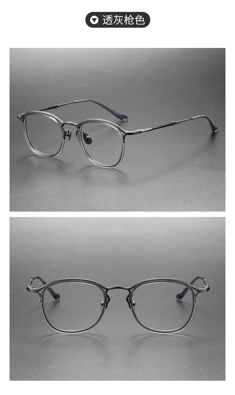 Retro Pure Titanium Acetate Round Frame Glasses
